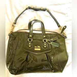 COACH convertible shoulder bag  in sage green patent leather